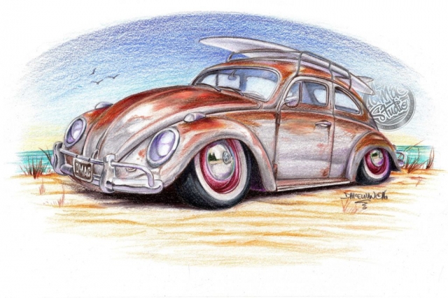 vw Beetle drawing